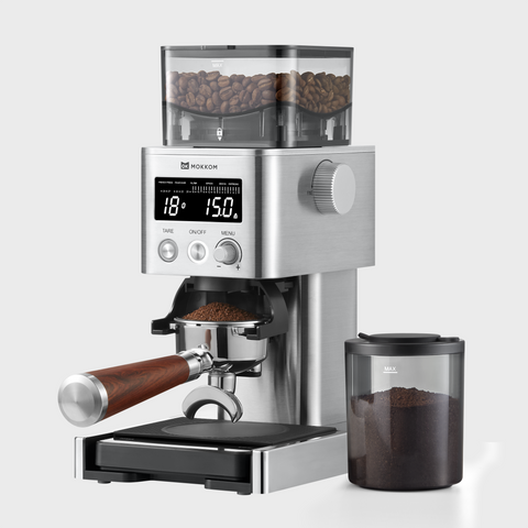 MOKKOM Coffee Grinder with Removable Scale - Silver