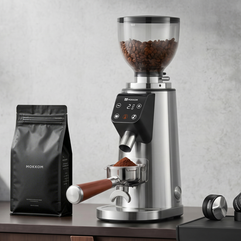 MOKKOM 64mm Flat Burr Coffee Grinder - Stainless Steel Burrs