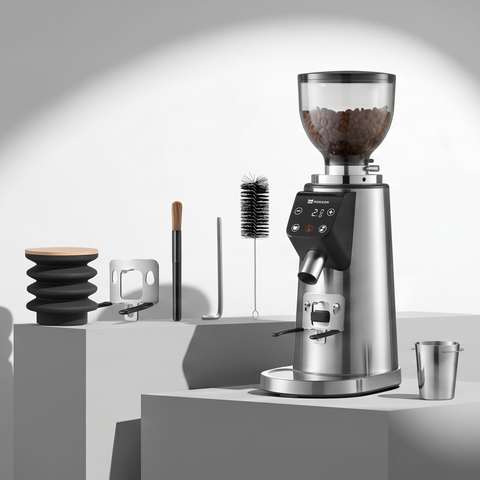 MOKKOM 64mm Flat Burr Coffee Grinder - Titanium-Coated Burrs