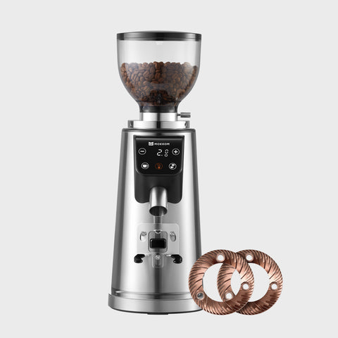 MOKKOM 64mm Flat Burr Coffee Grinder - Titanium-Coated Burrs