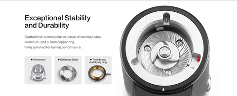 Exceptional Stability and Durability
Crafted from a composite structure of stainless steel,
aluminum, and a 7mm copper ring,finely polished for lasting performance.
Aluminum
Stainless Steel
7mm brassstabilizing ring