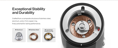 Exceptional Stabilityand Durability
Crafted from a composite structure of stainless steel,
aluminum, and a 7mm copper ring,
finely polished for lasting performance.
Aluminum
Stainless Steel
7mm brassstabilizing ring