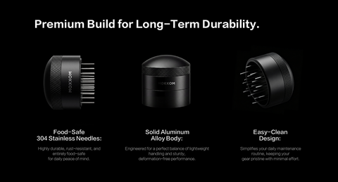 Premium Build for Long-Term Durability.
Food-Safe 304 Stainless Needles:
 Highly durable, rust-resistant, and entirely food-safe for daily peace of mind.
Solid Aluminum Alloy Body: Engineered for a perfect balance of lightweight handling and sturdy, deformation-free performance.
 Easy-Clean Design: Simplifies your daily maintenance routine, keeping your gear pristine with minimal effort.
