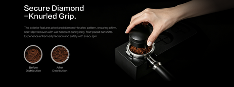 Secure Diamond-Knurled Grip.
The exterior features a textured diamond-knurled pattern, ensuring a firm, non-slip hold even with wet hands or during long, fast-paced bar shifts. Experience enhanced precision and safety with every spin.
