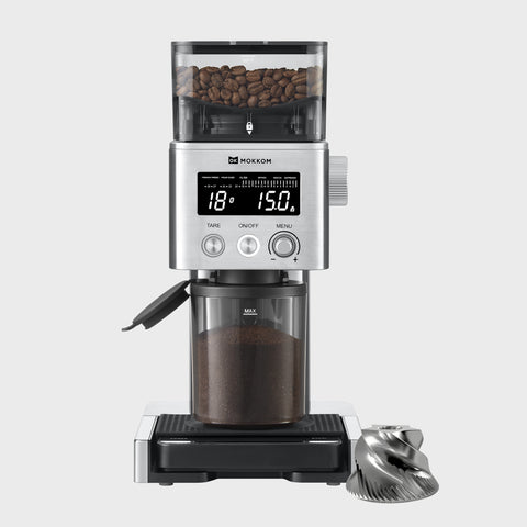 MOKKOM Coffee Grinder with Removable Scale - Silver